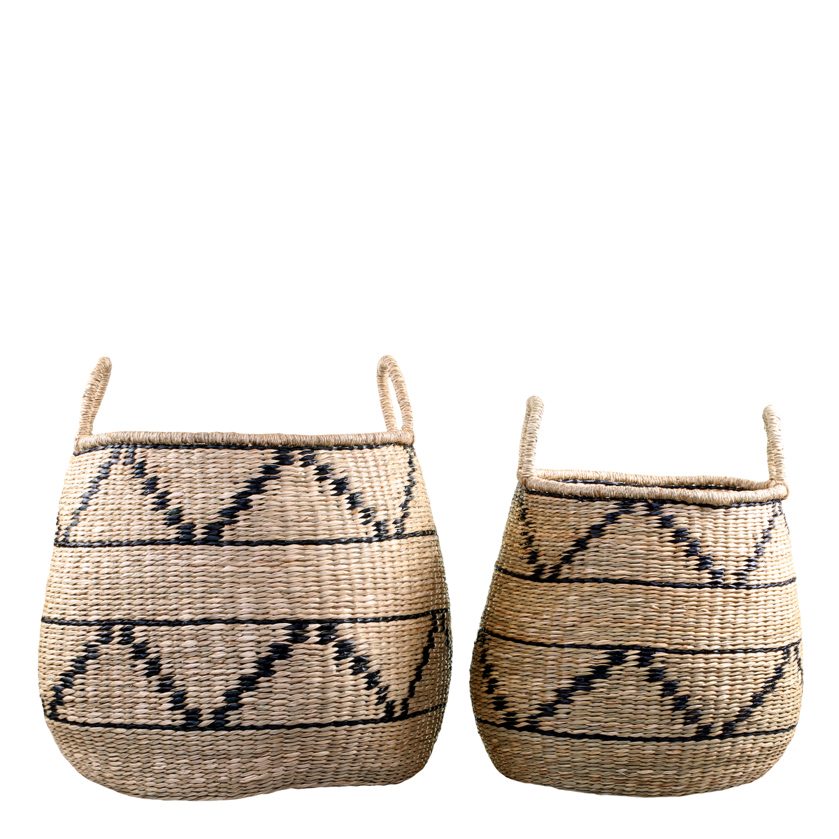 Basket w. pattern set of 2 H40/D45 nature