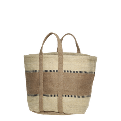 Basket Bag w. handles H40/L40/W40 cm cream