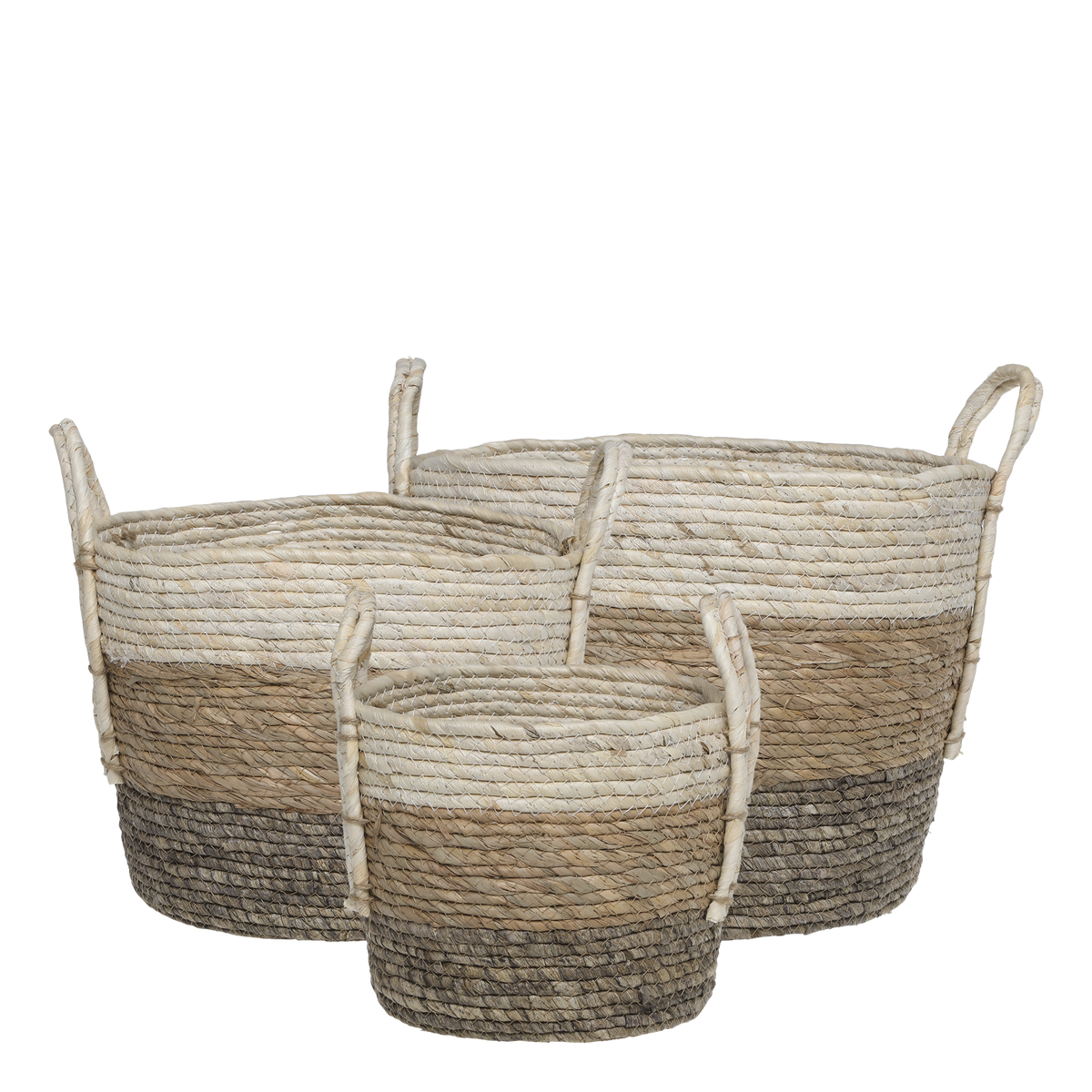 Basket set of 3 H38/D33 cm nature