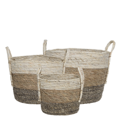 Basket set of 3 H38/D33 cm nature