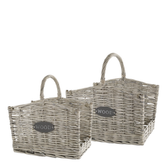 French Basket w. handles set of 2 H51/L49/W40 cm nature