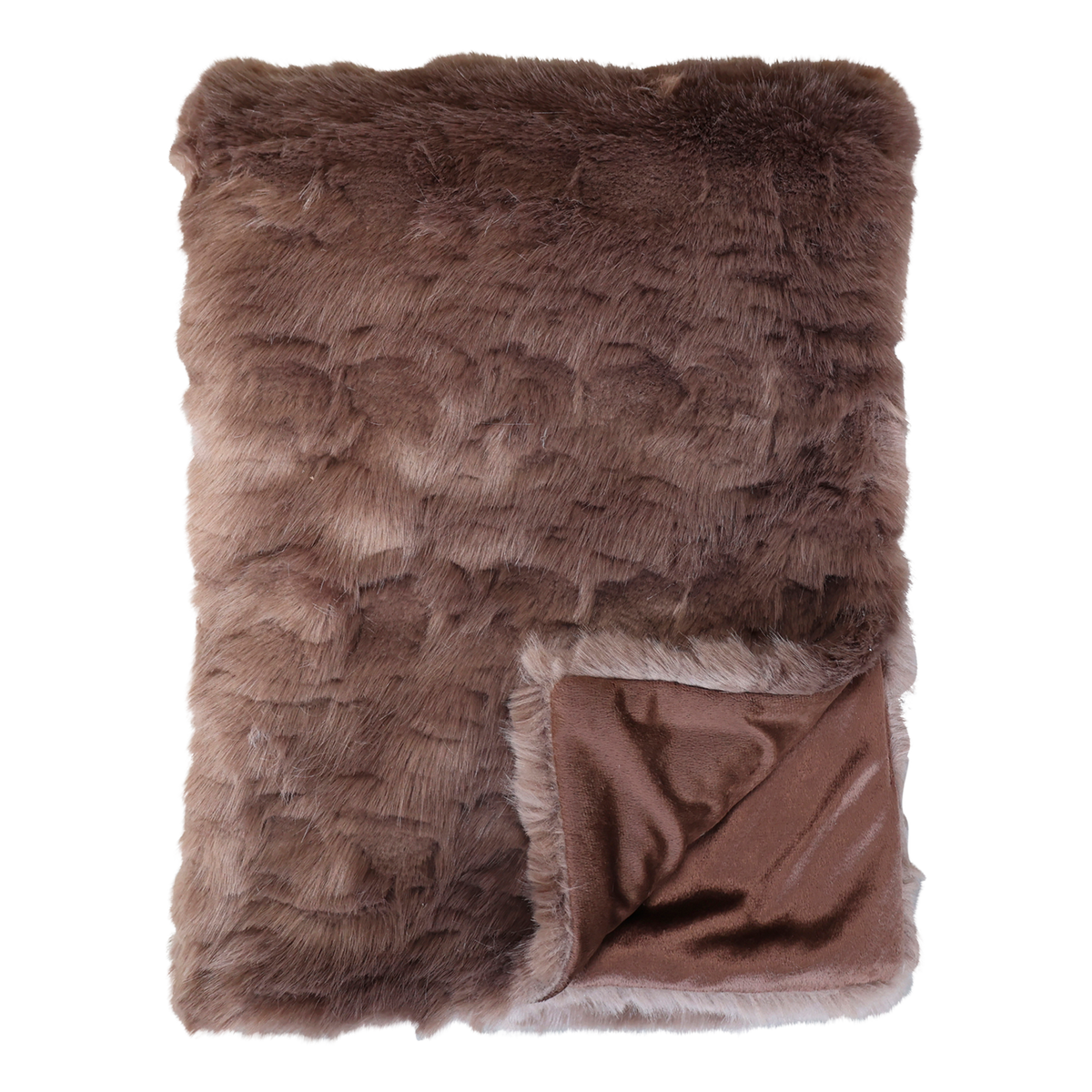 Throw in faux fur L180/W150 cm antique chocolate