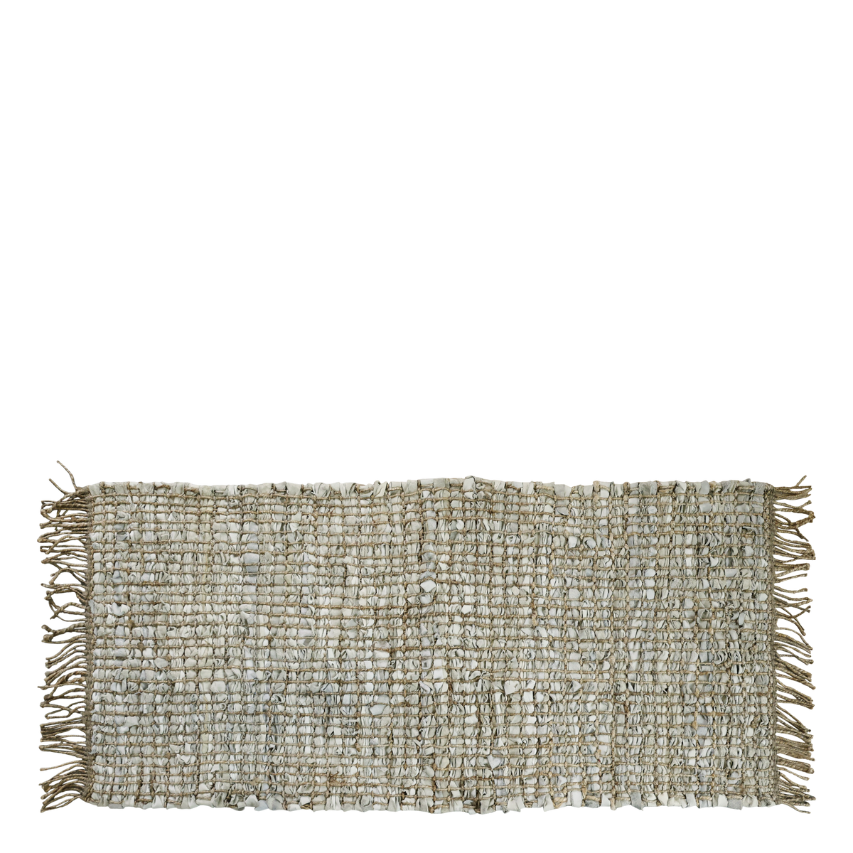 Leather Rug w. jute pattern & fringes L150/W70 cm opal