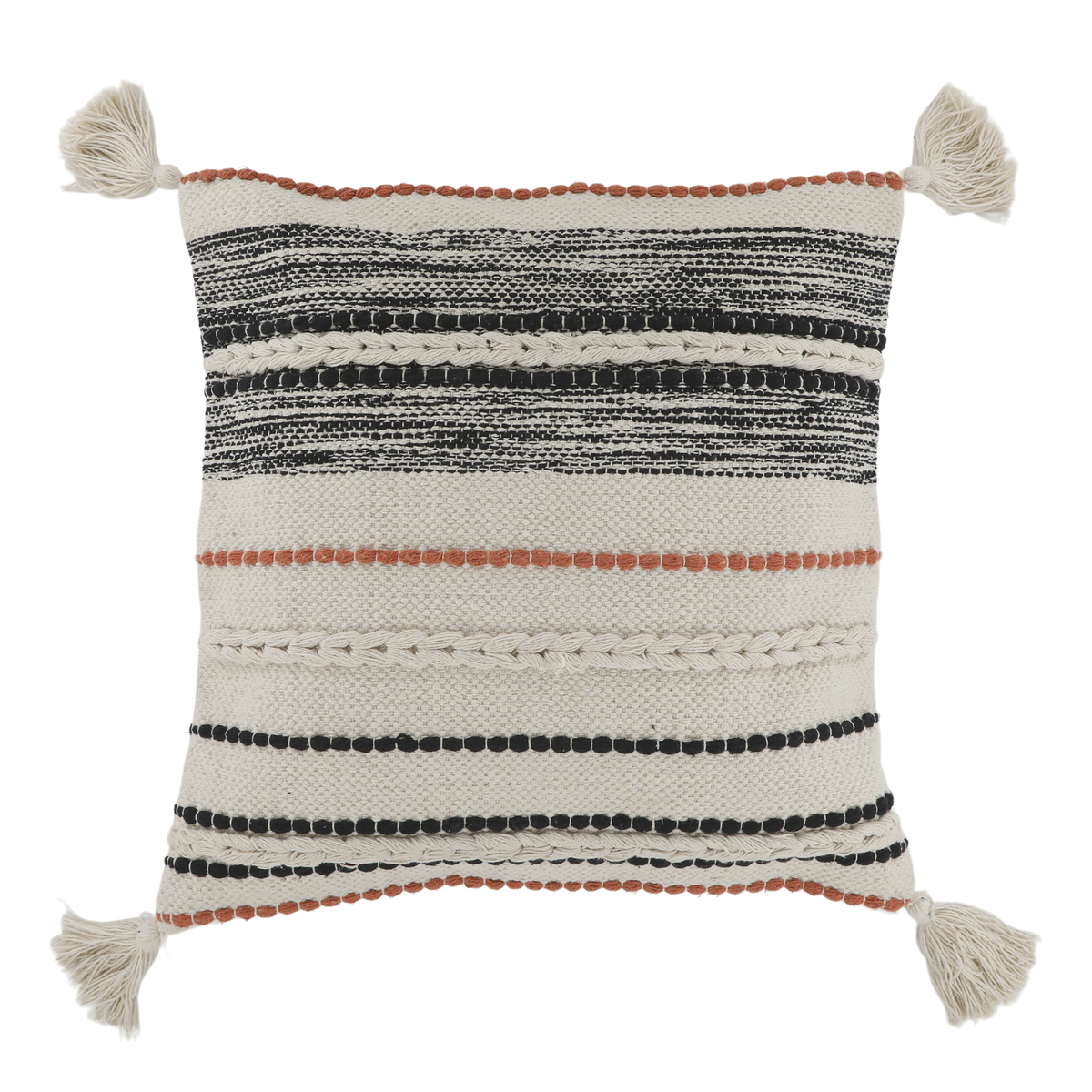 Aix Pillowcase w. pattern L50/W50 cm terracotta & black