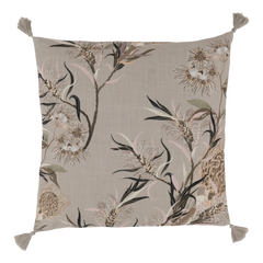 Aix Pillowcase w. tassels & flower pattern L50/W50 cm taupe