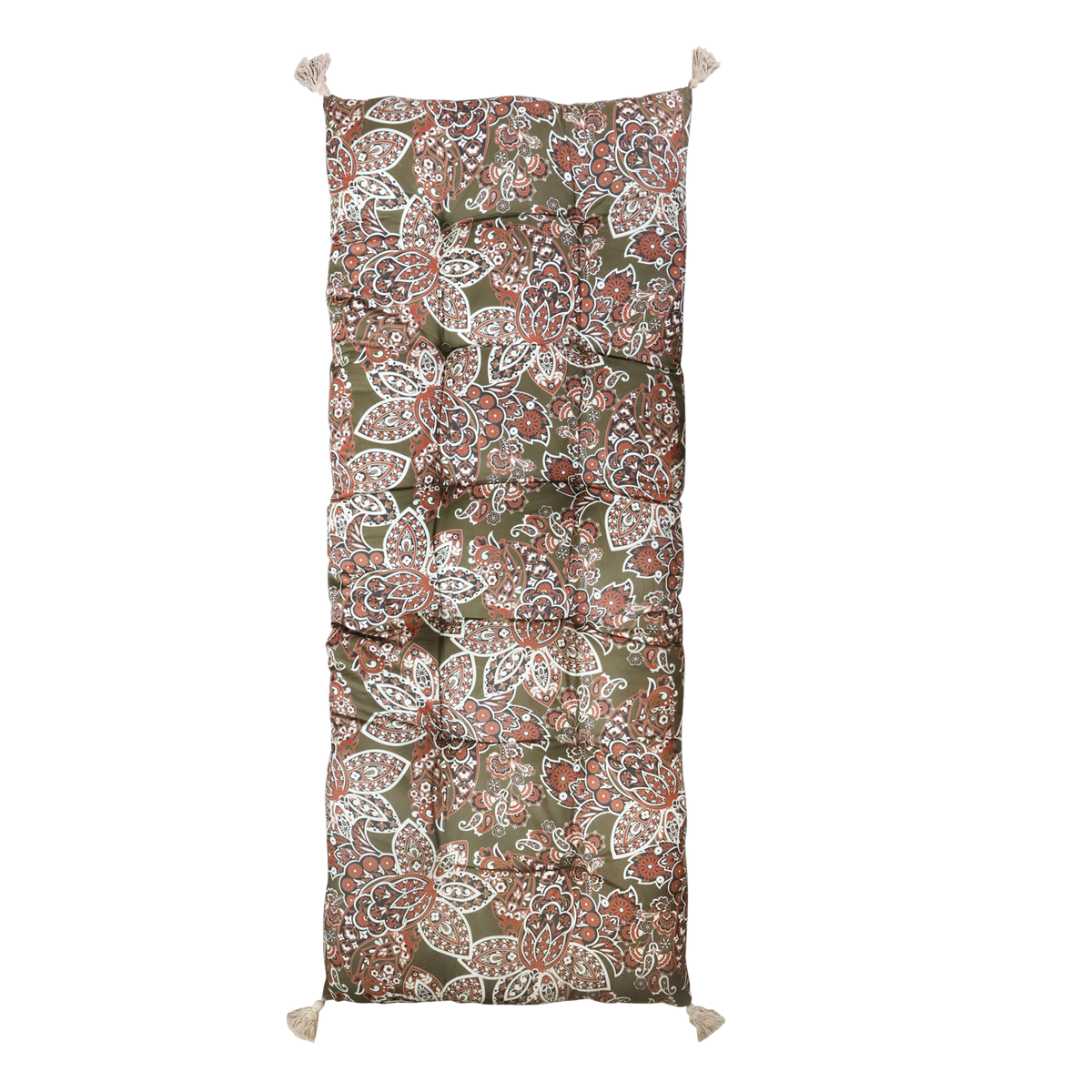 Aix Mattress w. paisley pattern L180/W70 cm moss & terracotta