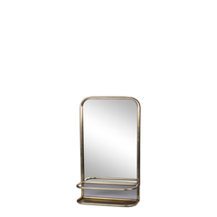 Mirror w. shelf H51/L30/W12.5 cm antique brass