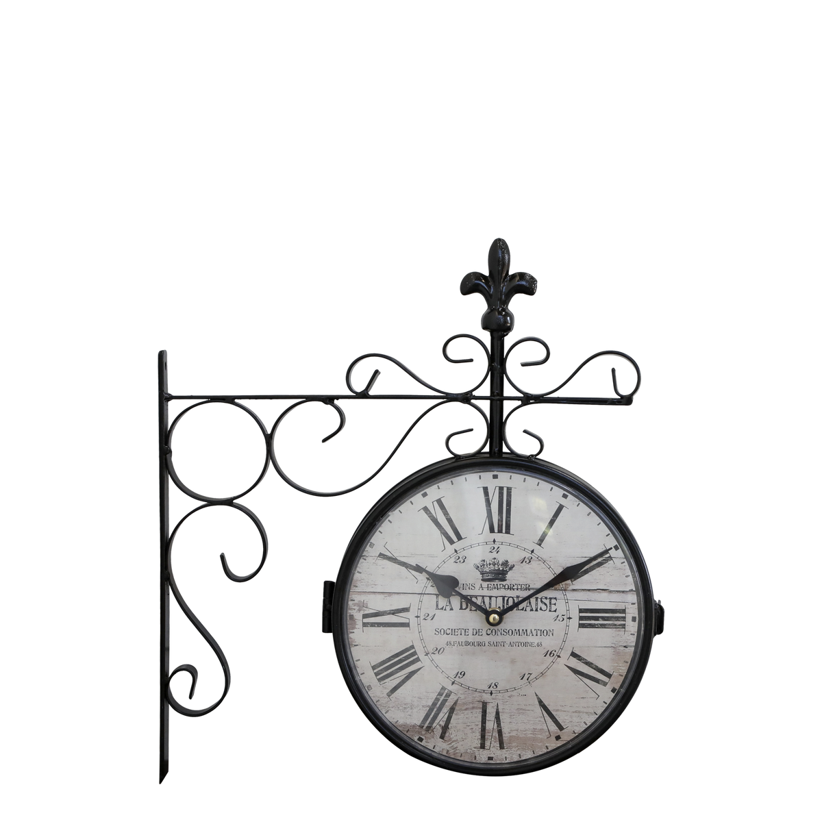 Wall Clock double H41/L36/W8 cm black