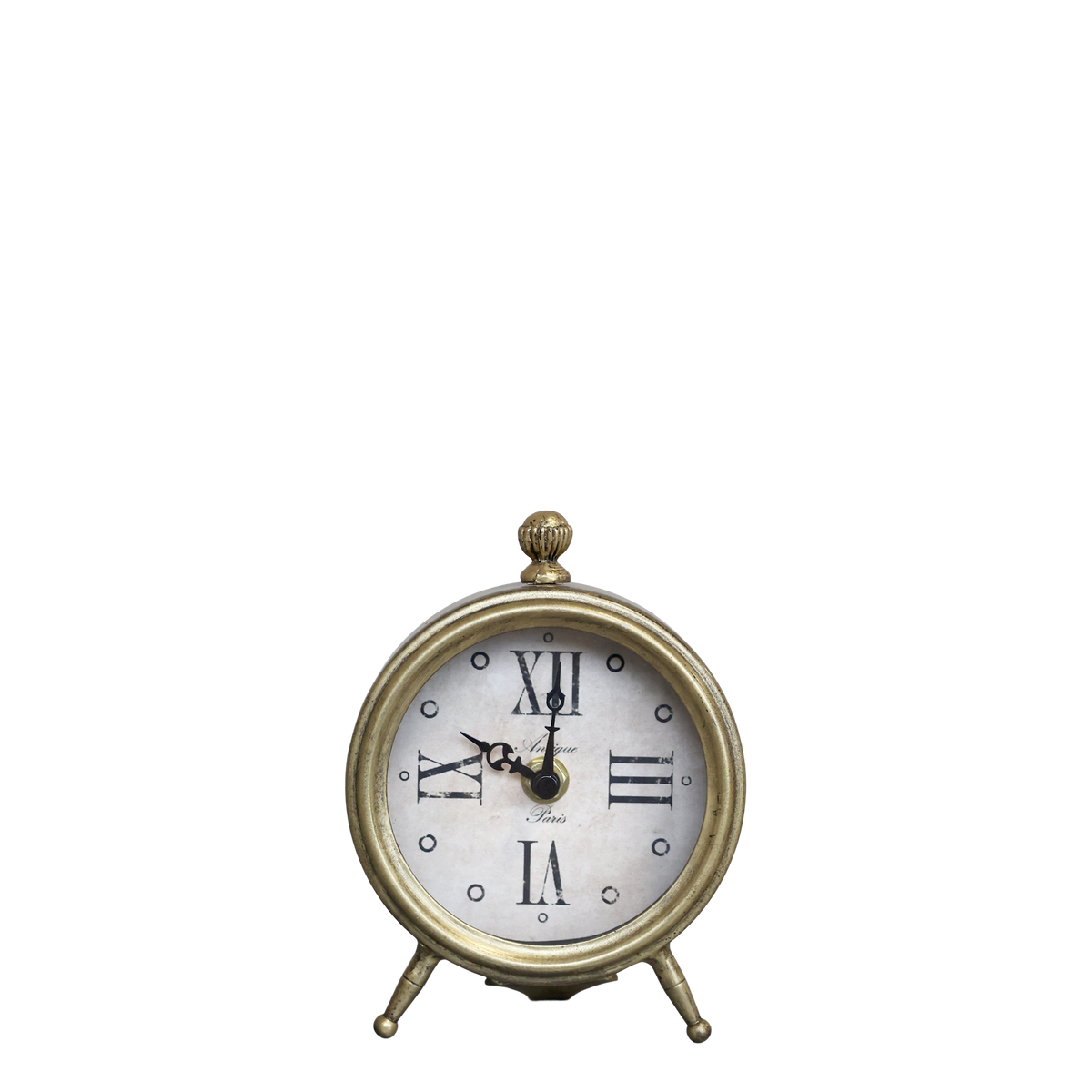 Clock w. feet H14.5/L11/W5 cm antique brass