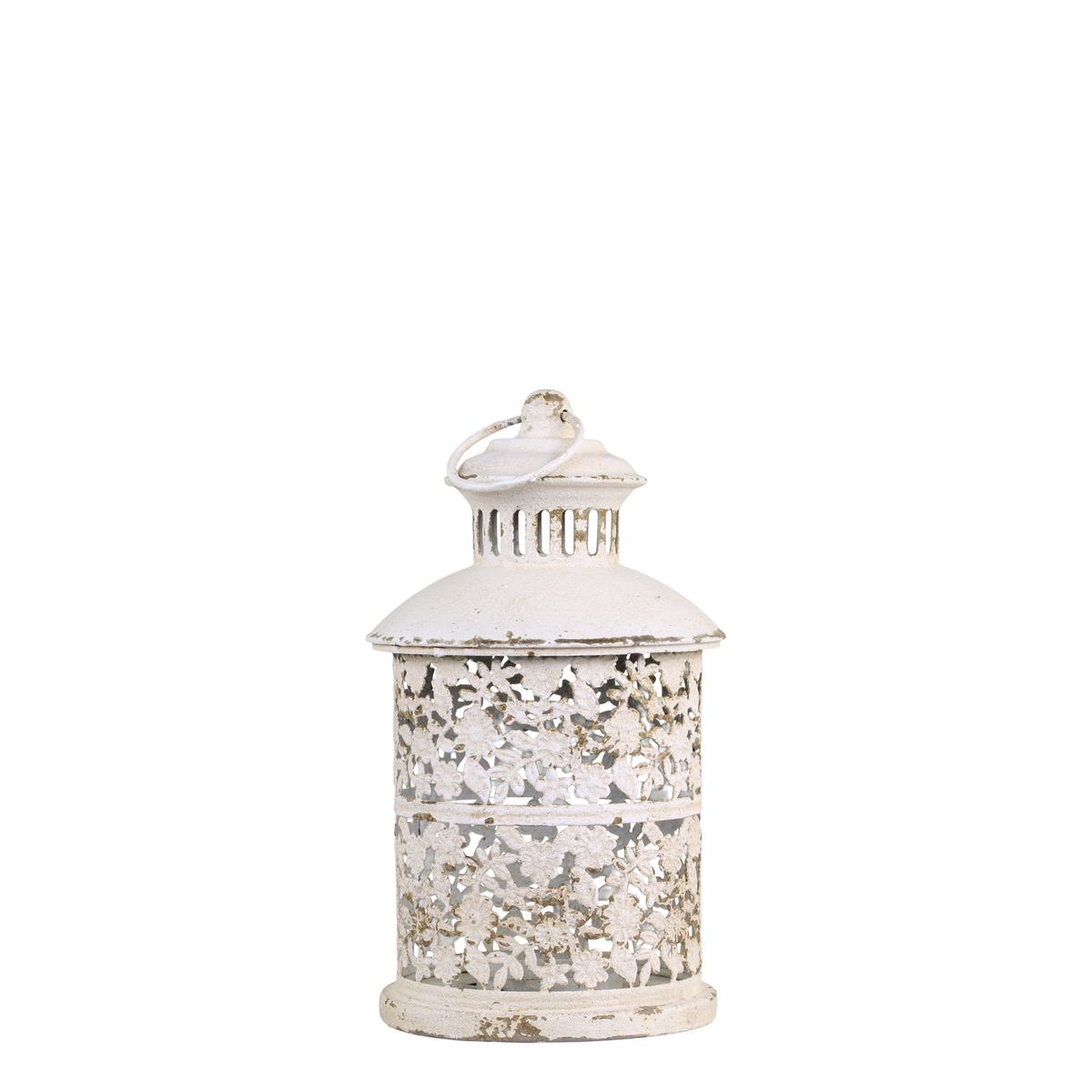 Lantern w. pattern H28/D15.5 cm antique cream