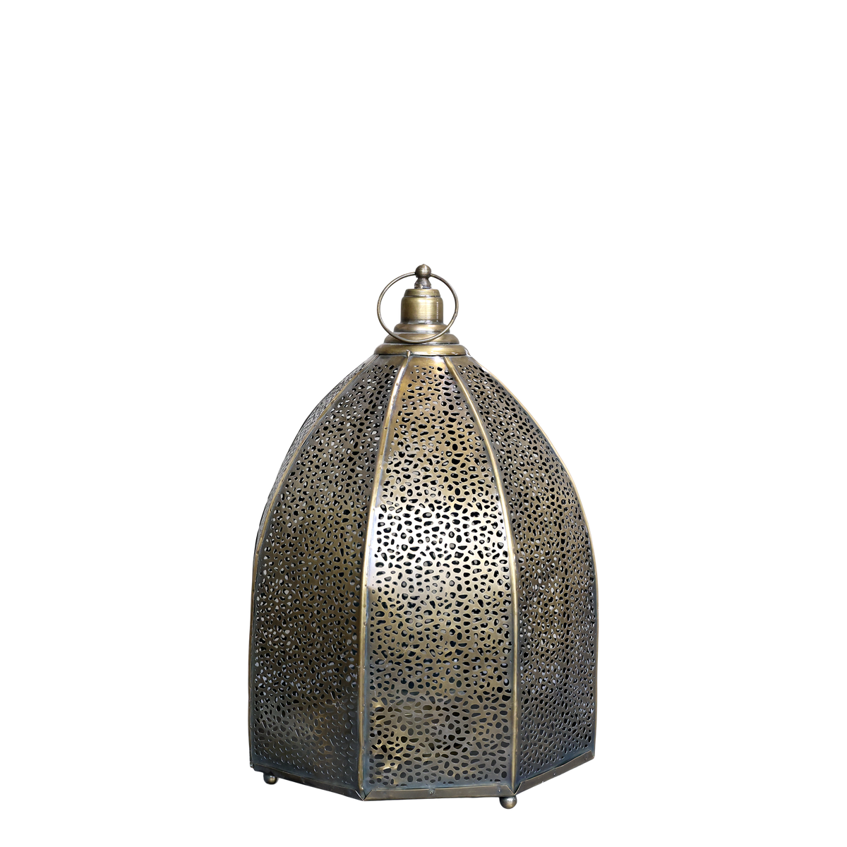 Lantern w. hole pattern H38,5/D26.5 cm antique brass