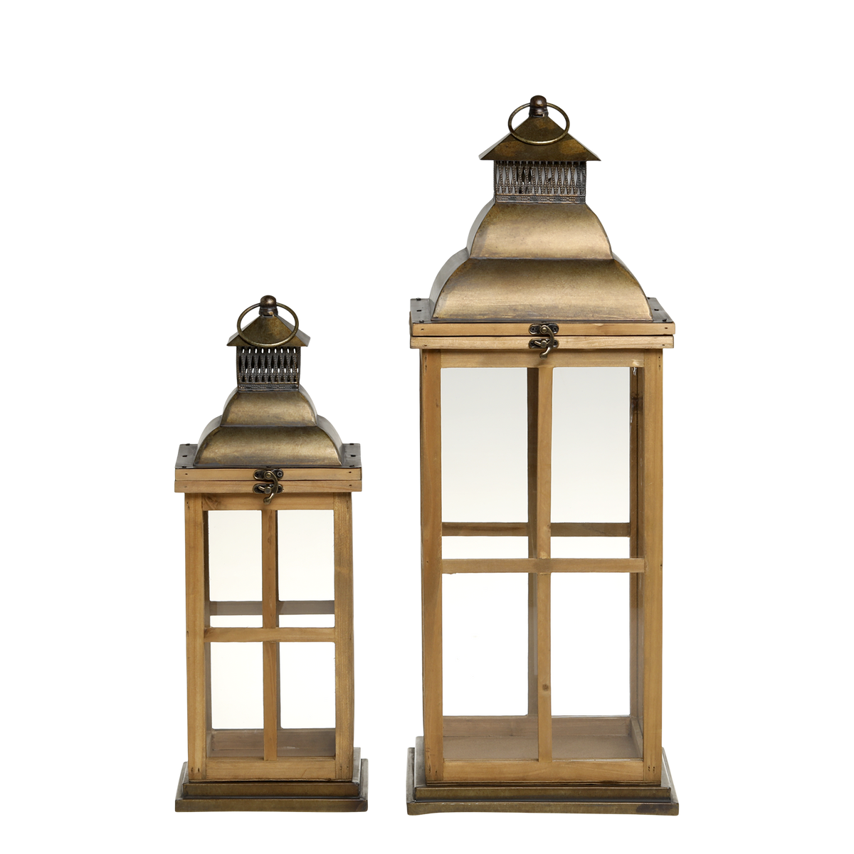 Lantern w. décor set of 2 H67/L24/W24 cm nature