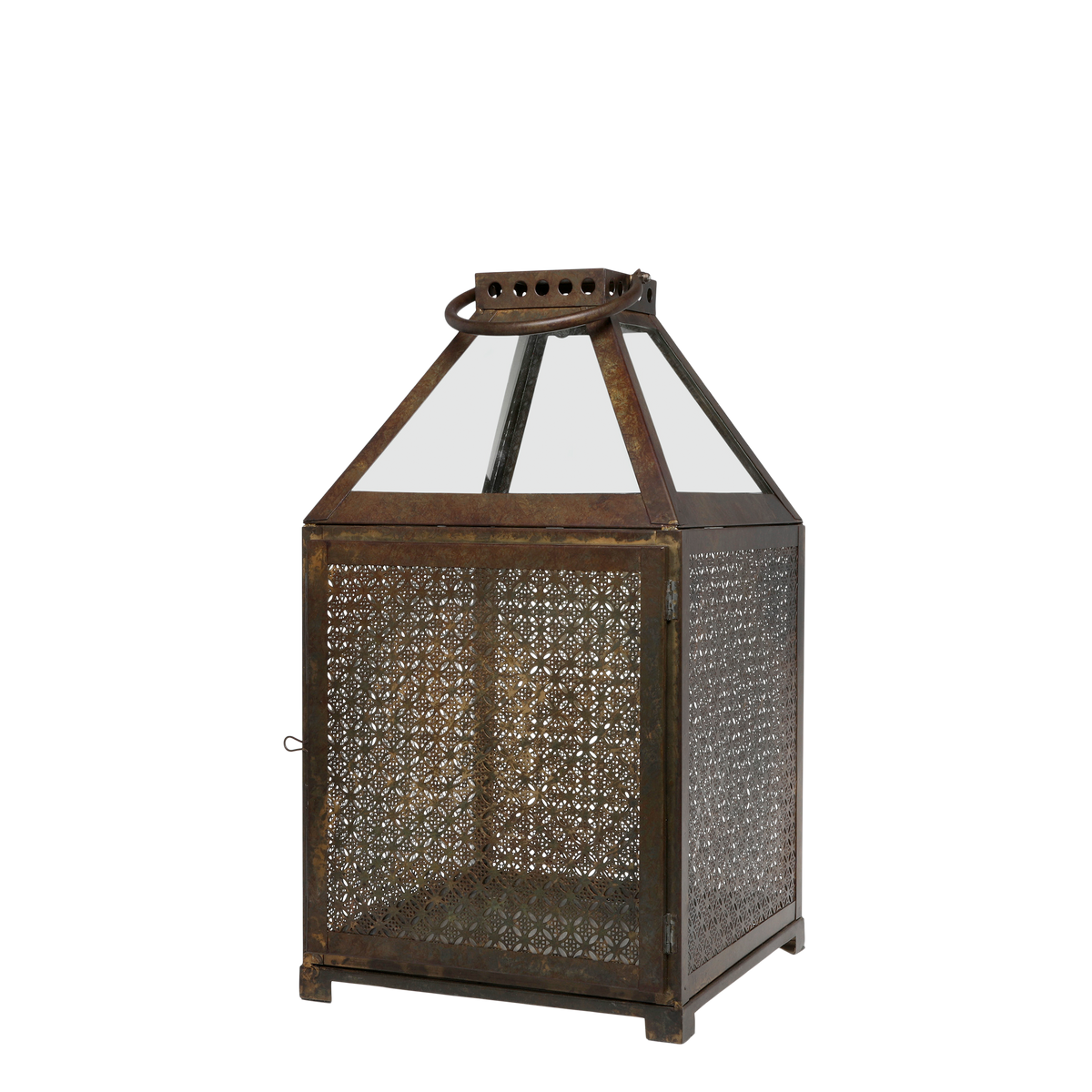 Lantern w. glass roof H50/L28/W28 cm antique brass