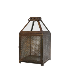 Lantern w. glass roof H50/L28/W28 cm antique brass