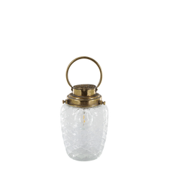 French Stable Lantern w. bulb H23/D15.5 cm antique brass