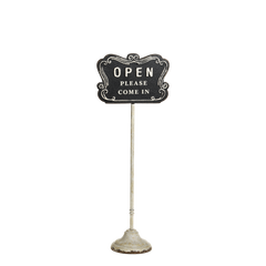 Sign "open/closed" on foot H70.5/L25.5/W15 cm antique cream