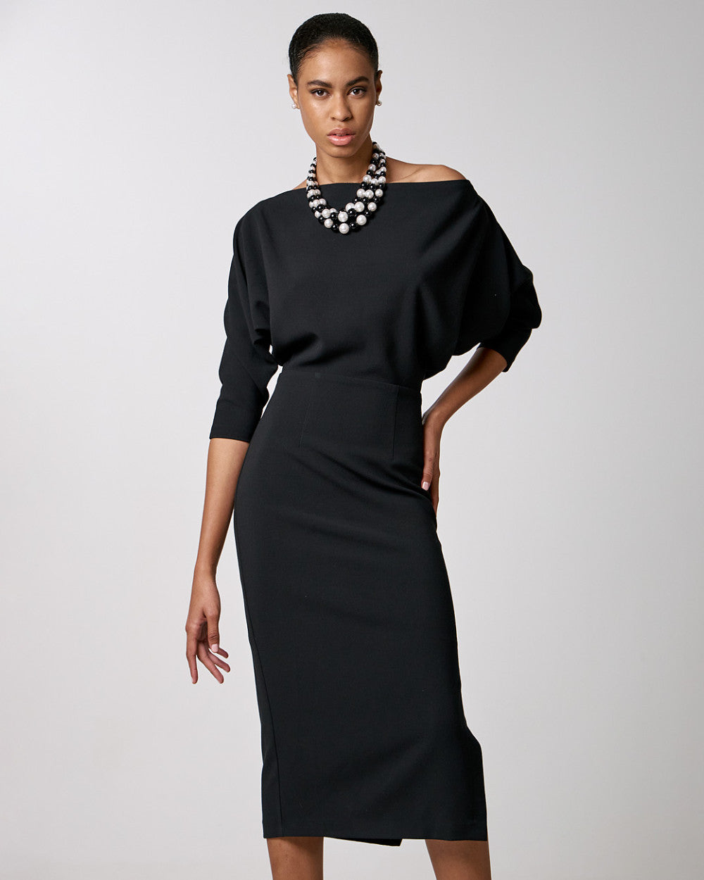 Access Fashion Midi dress with boat neckline
