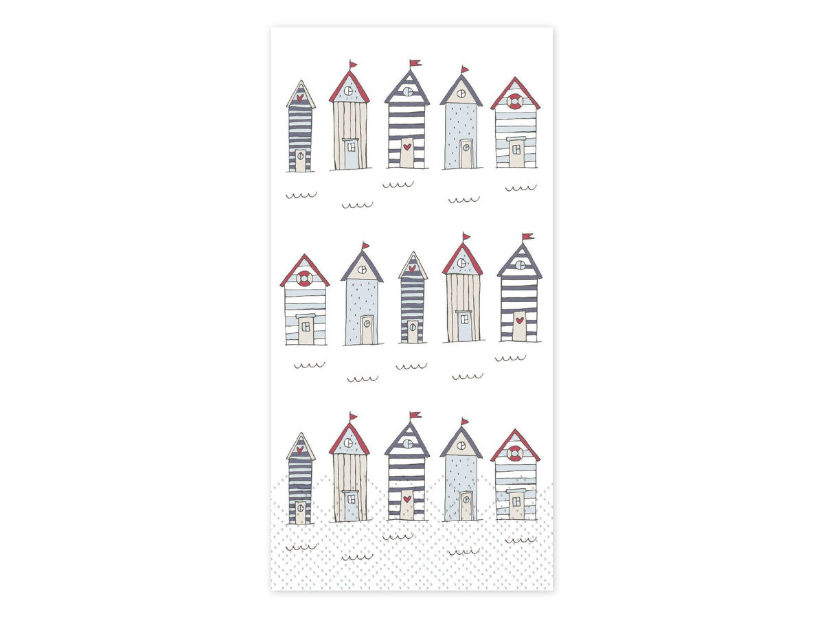 Napkin w. beach houses L20/W10 cm white