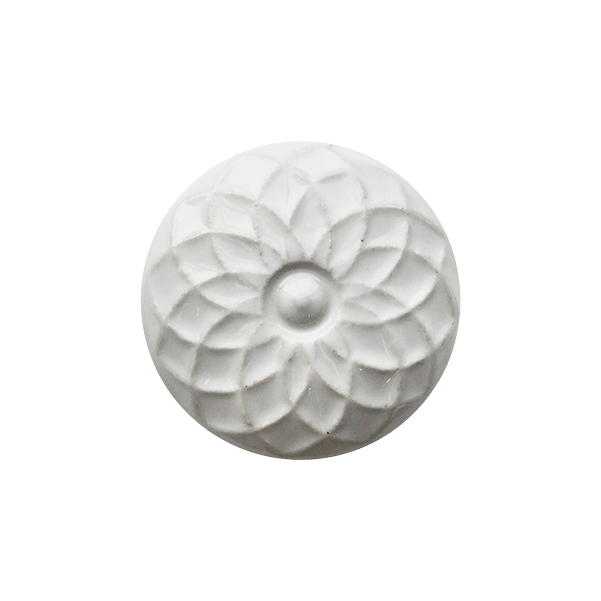 Knob w. flower D5 cm white