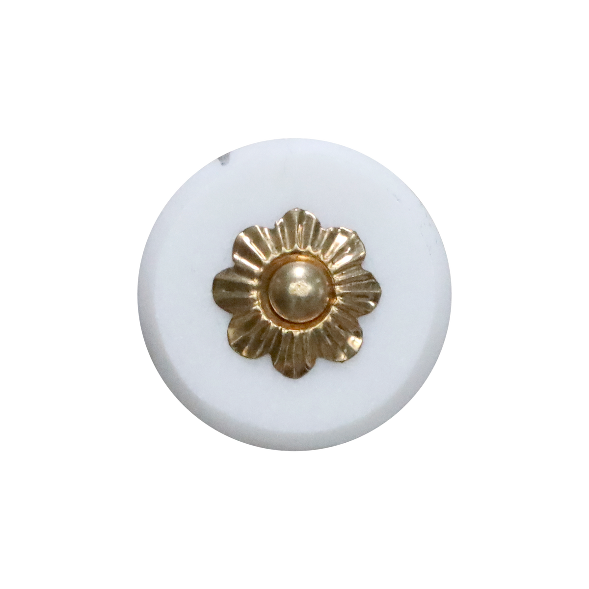 Marble Knob w. brass decor D4 cm white