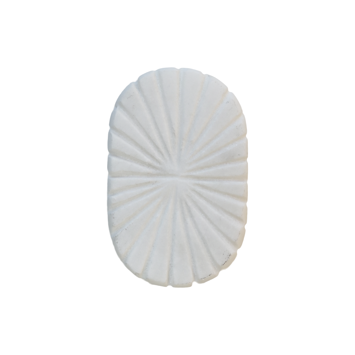 Knob of marble w. grooves H3.5/L5.5 cm white