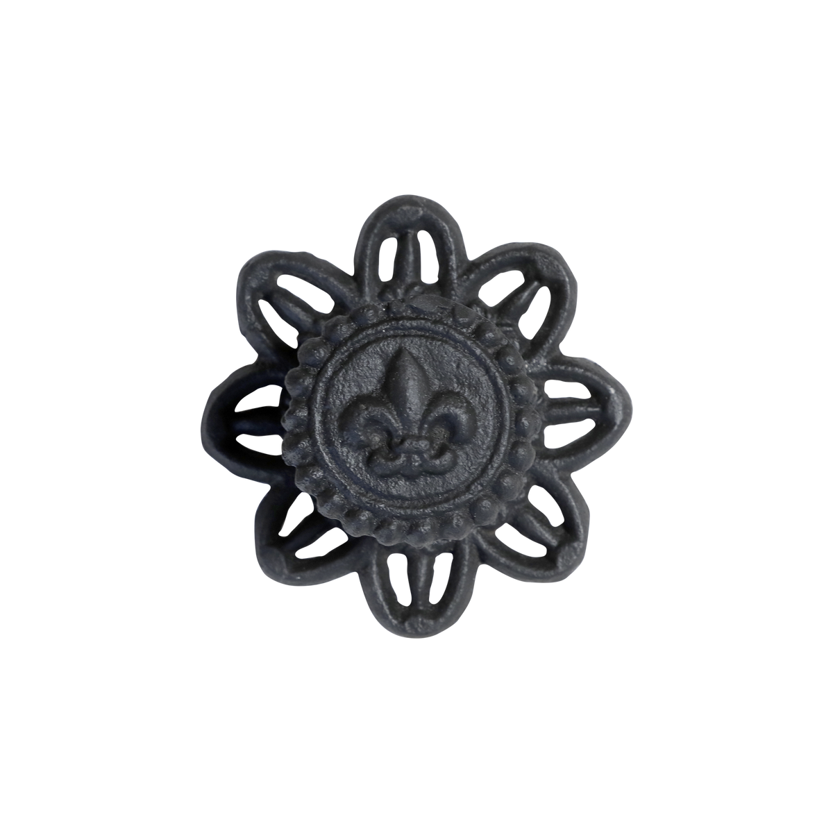 Knob w. French Fleur-de-lis D8 cm antique black