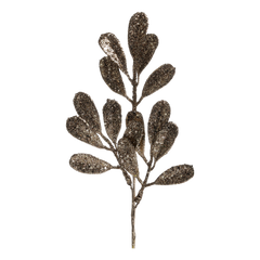 Fleur Branch w. leaves & glitter H27/W14 cm champagne