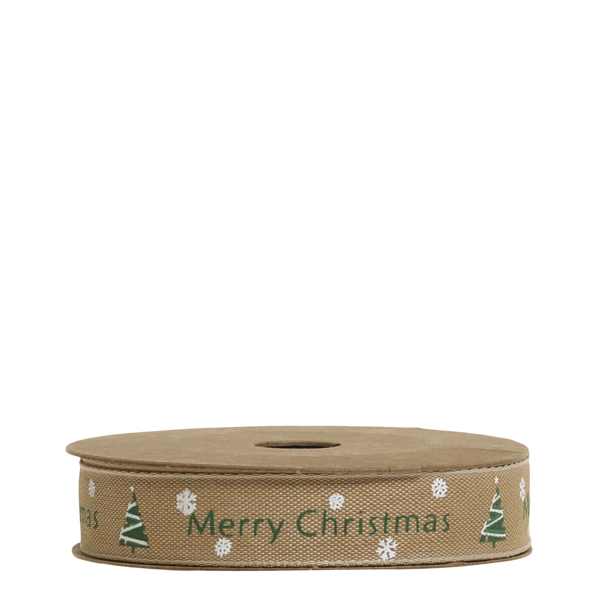 Ribbon w. Merry Christmas L5 m/W1.5 cm latte