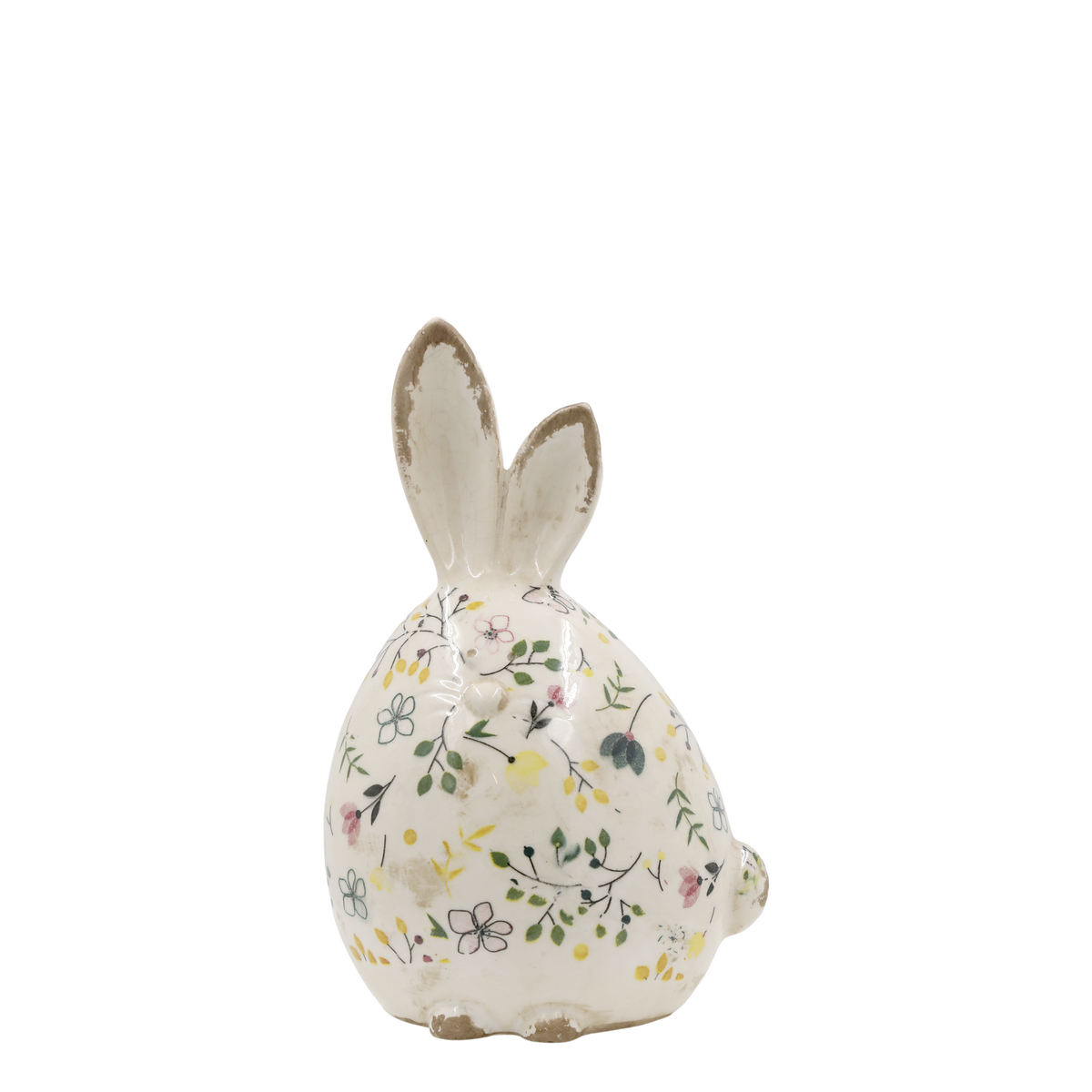 Cavaillon Rabbit w. floral motif for deco H21/D13 cm cream