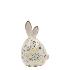 Cavaillon Rabbit w. floral motif for deco H21/D13 cm cream