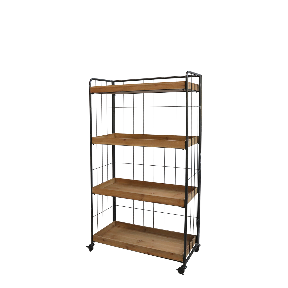 Shelving Unit on wheels w. 4 shelves H140/L81.5/W37.5 cm nature