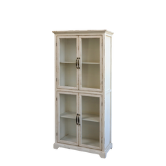 Display Cabinet w. 4 glass doors H156/L73/W33 cm antique cream