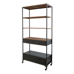 Shelving Unit on wheels w. drawers H200/L91.5/W42 cm antique black