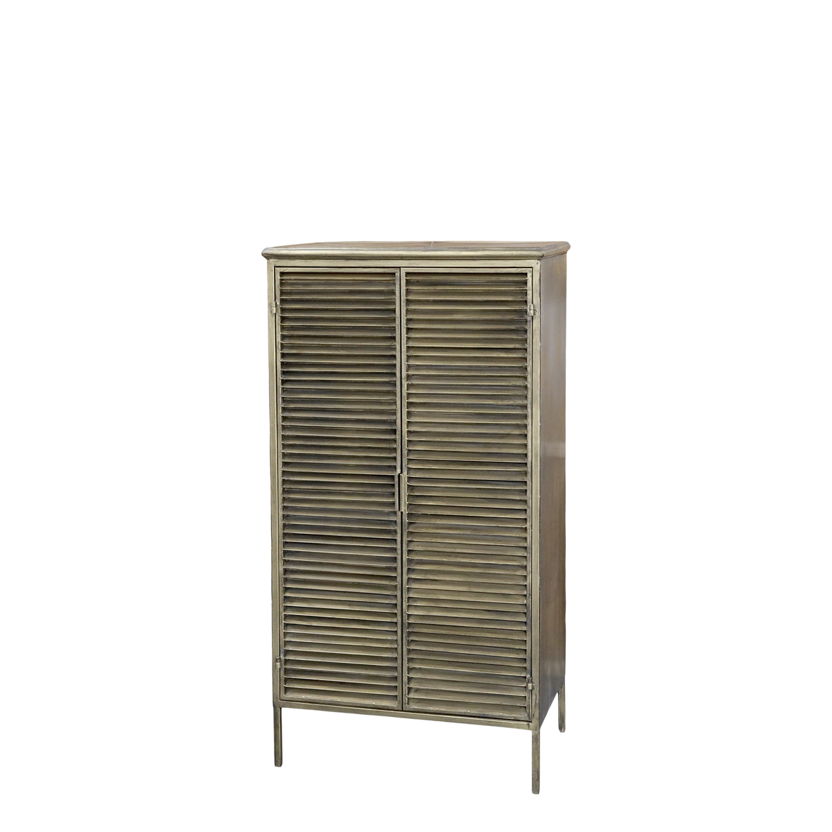 Closet w. 2 slat doors H116/L60/W36.5 cm antique brass