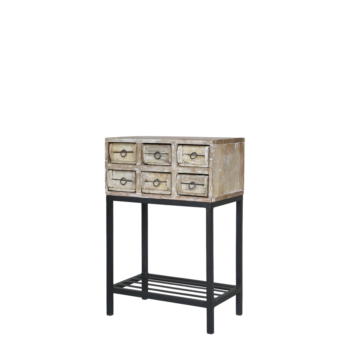 Grimaud Side Table w. 6 brick moulds & 1 shelf H76/L57/W33 cm nature