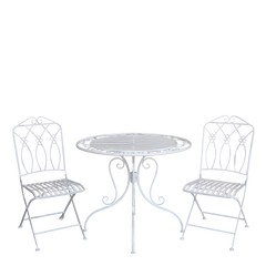 Bistro Set w. 2 chairs & 1 table H75/D90 cm antique cream