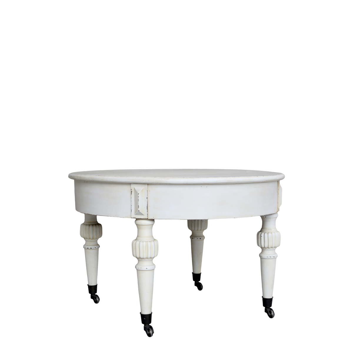 Marie Antoinette Coffee table w. wheels H46/D70 cm antique cream