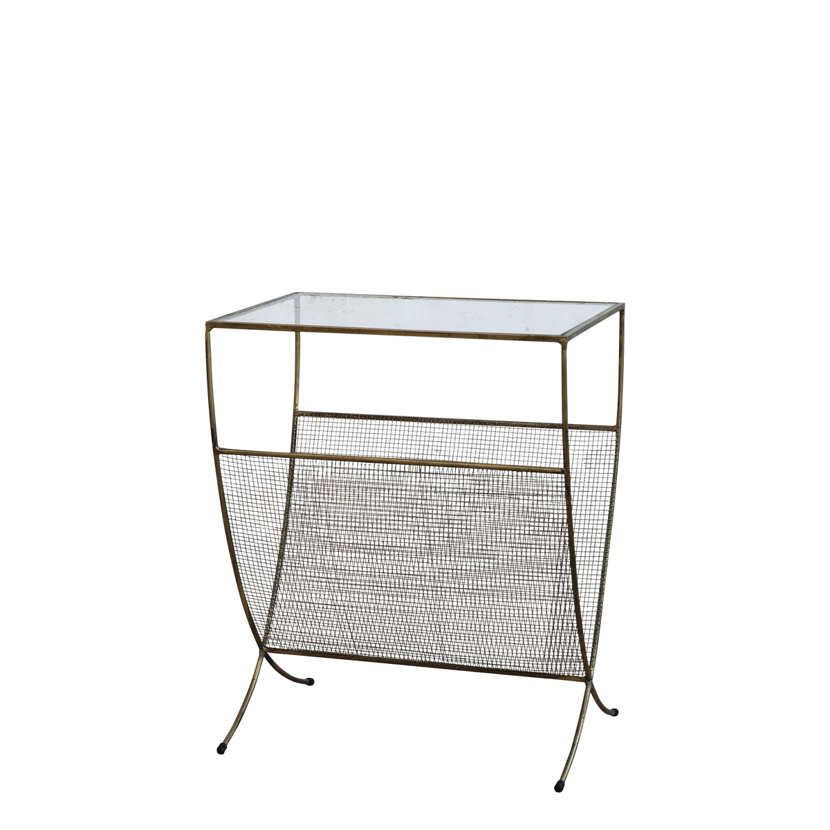 Magazine Rack w. glass top H60.5/L49/W32 cm antique brass