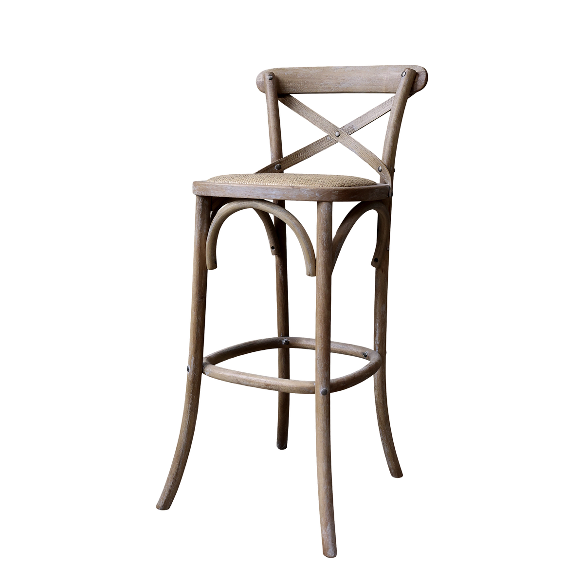 French Bar Stool w. wicker seat H103/L44/W51 cm nature