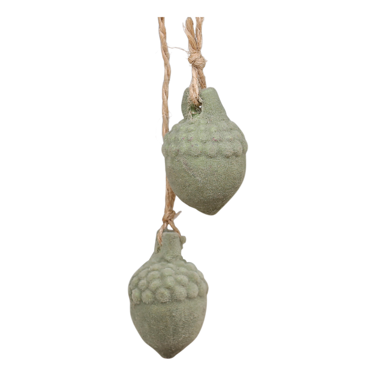 Acorn in velour for hanging, set of 2 H2.2/D2.2 cm verte