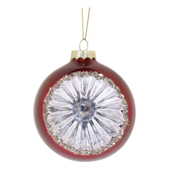 Christmas Bauble w. glitter D8 cm antique cherry