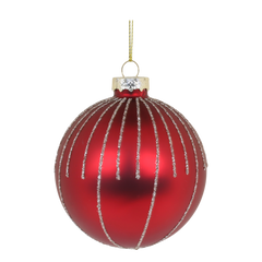 Christmas Bauble w. glitter D8 cm antique cherry