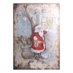 Vintage Sign w. Santa H95/L66/W1.5 cm