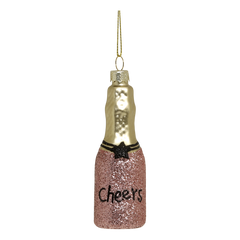 Bottle w. glitter H10/D3.5 cm rose