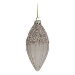 Christmas Bauble w. pearls H12/D6 cm clear