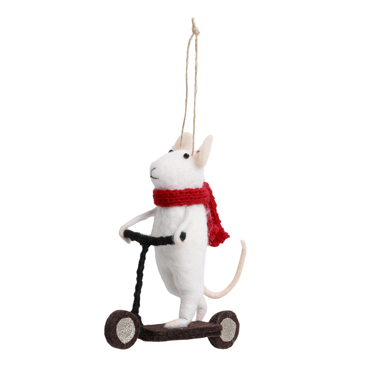 Mouse on a scooter of felt for hanging H11/L10/W4 cm