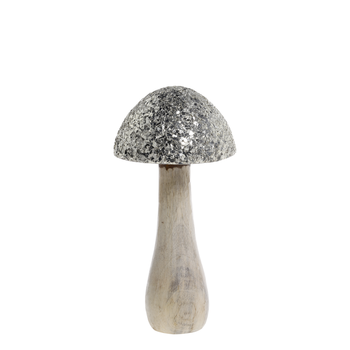 Mushroom w. mosaic glitter top H25/D12 cm nature