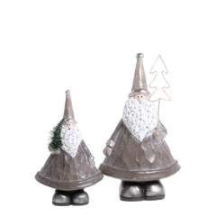 Santa w. LED tree set of 2 H29/L17.5/W11.5 cm grey