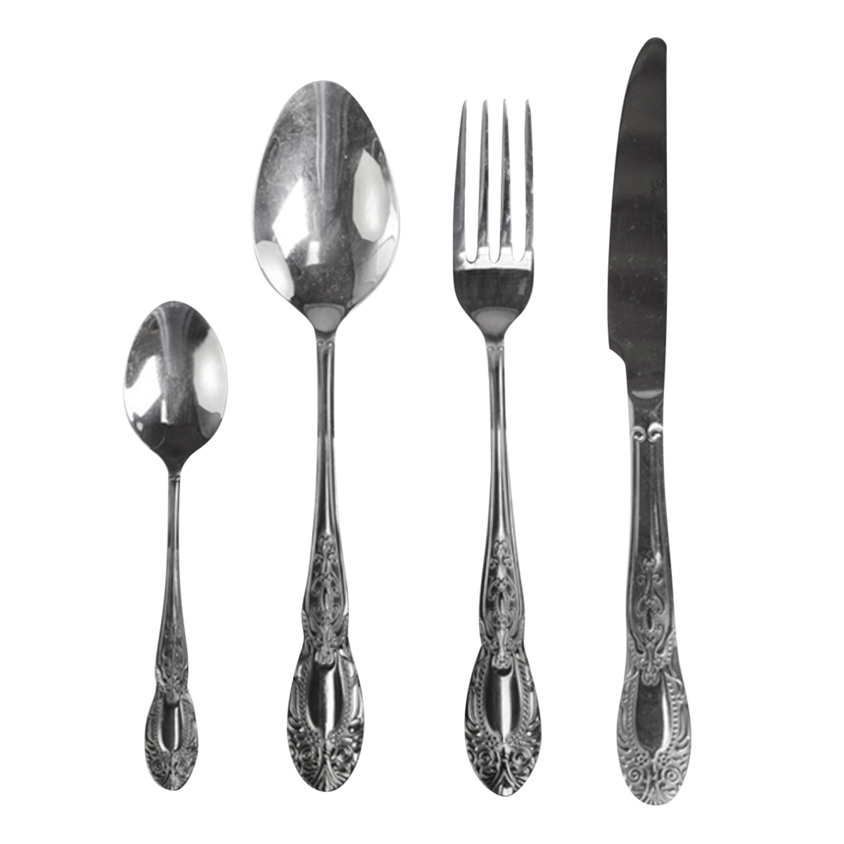 Cutlery w. decor set of 4 L23 cm silver