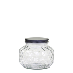 Storage Jar w. diamond cut H13.5/D16 cm clear